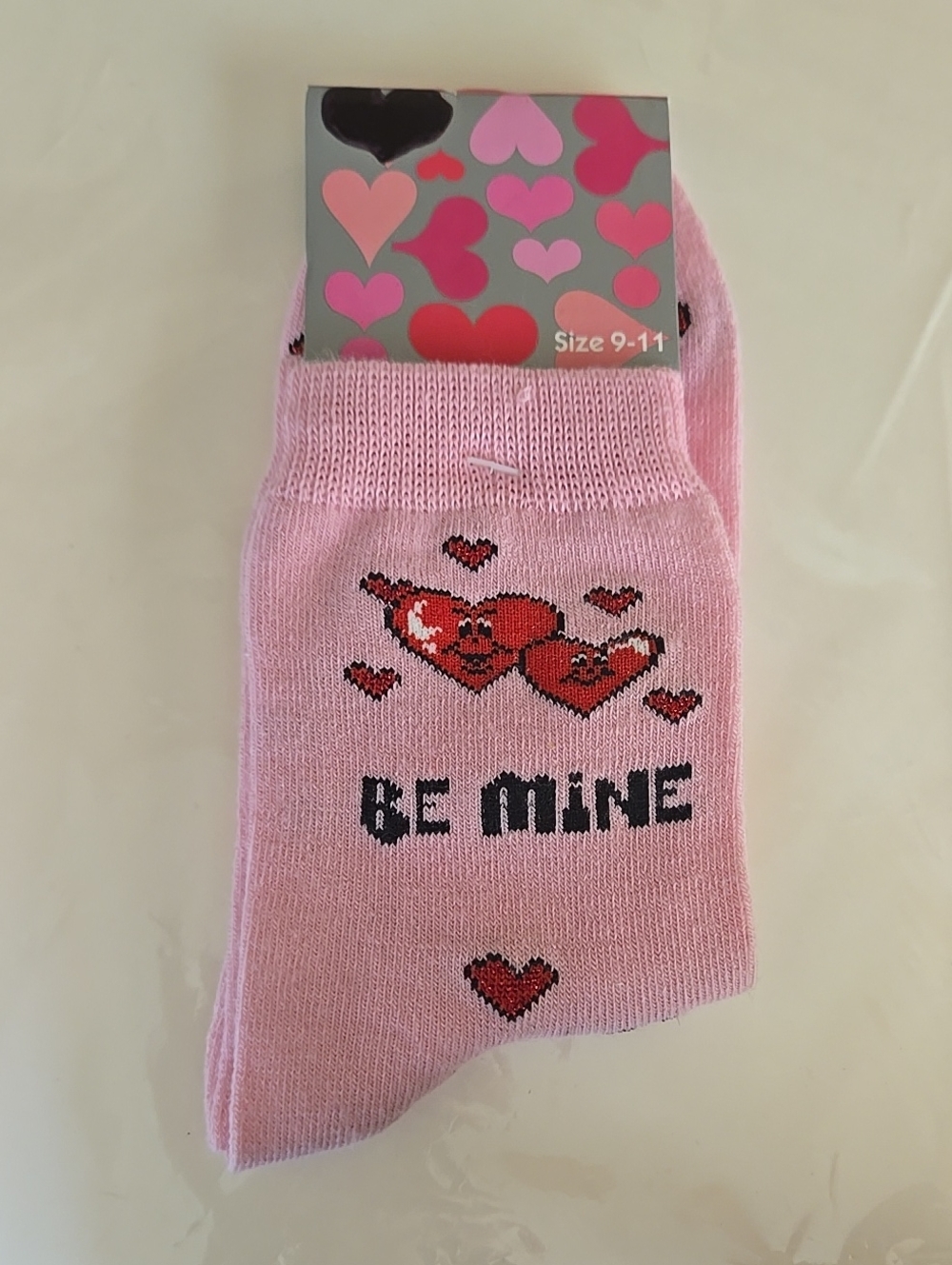 Be Mine Pink Red Womens Novelty Socks Crew Size 9 To 11 Foot Feet Gift Present